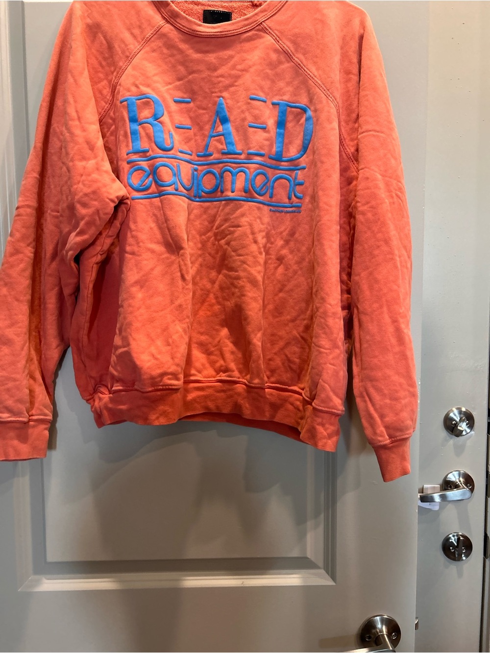 MOTHER Coral Crewneck Sweatshirt with Blue Logo
